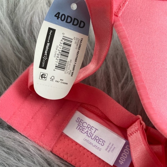 Secret Treasures Bra Womens Size 40DDD Pink T-Shirt Underwire Thin Padding - Picture 7 of 8